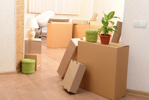 Prepared household boxes and dismantled furniture for a Harlesden relocation