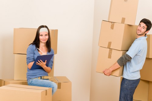 Prepared furniture items ready for storage in Harlesden facility
